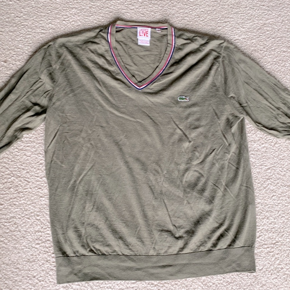 Long Sleeve V-Neck Thin Sweater Lacoste - Size 6 - Gently Worn